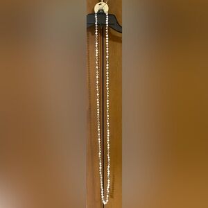 NWT G&E White/Gray Bead Necklace 25” L